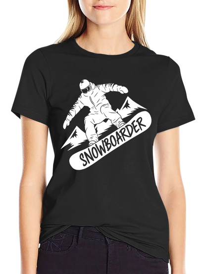 Snowboarder Graphic Tee - Black Cotton T-Shirt