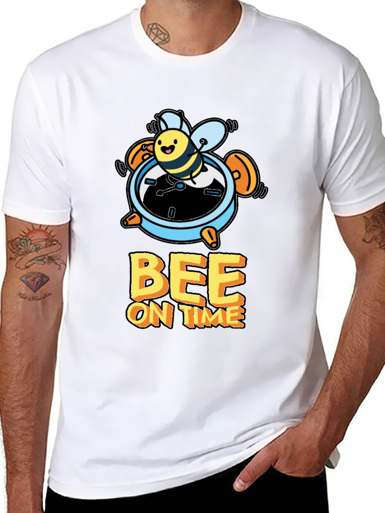 Bee On Time Black Graphic T-Shirt