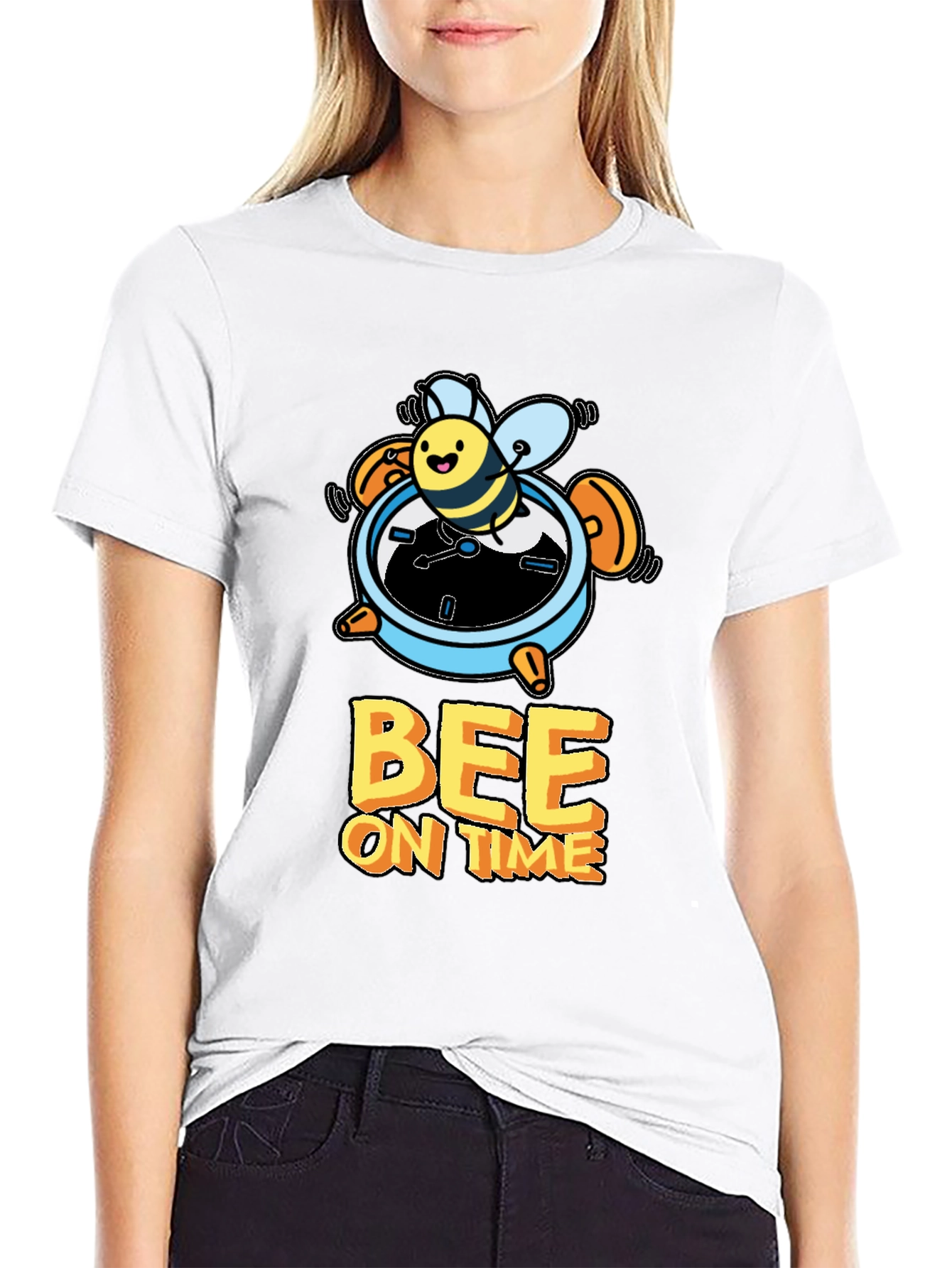 Bee On Time Black Graphic T-Shirt
