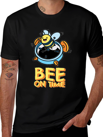 Bee On Time Black Graphic T-Shirt