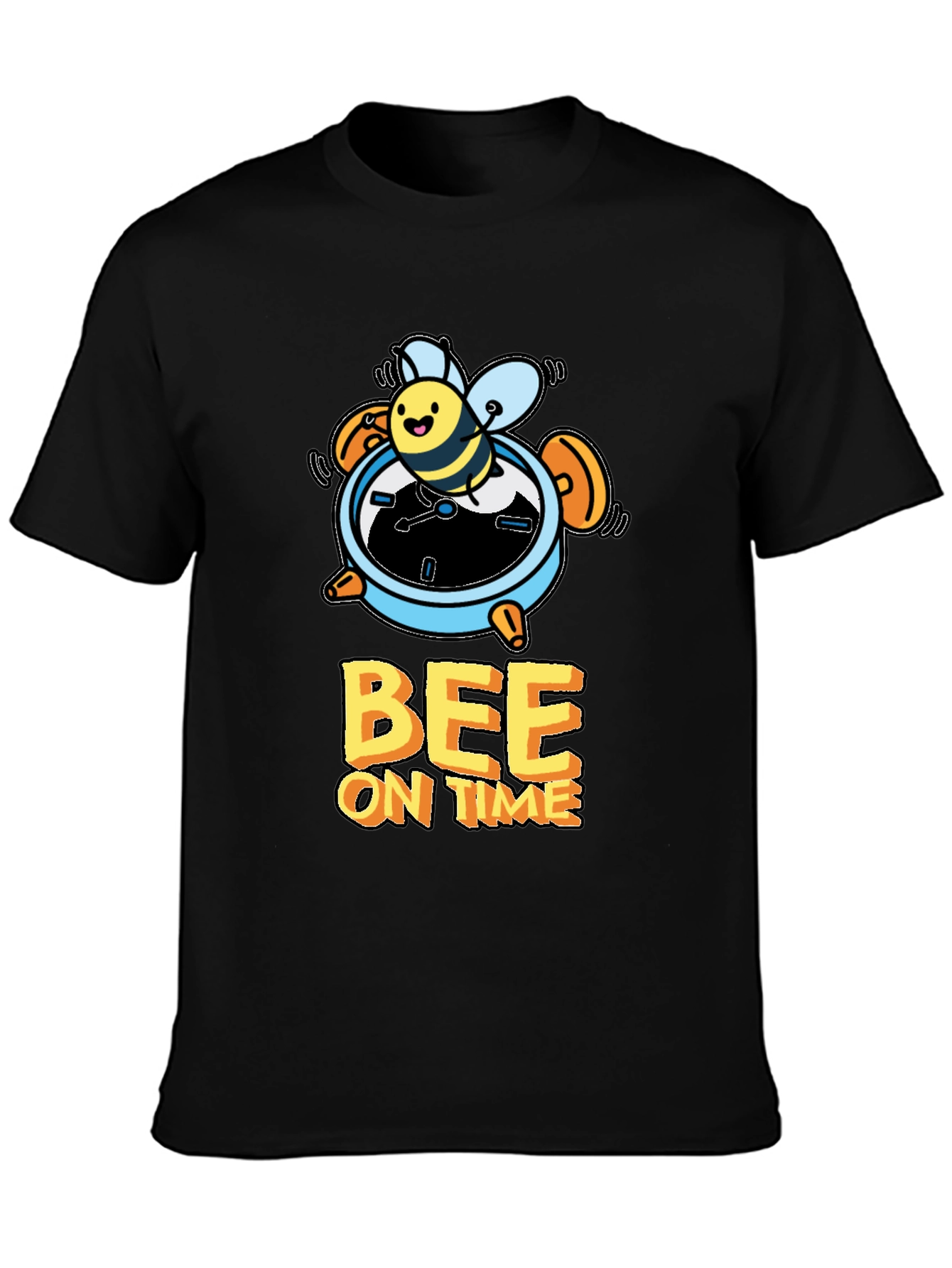 Bee On Time Black Graphic T-Shirt