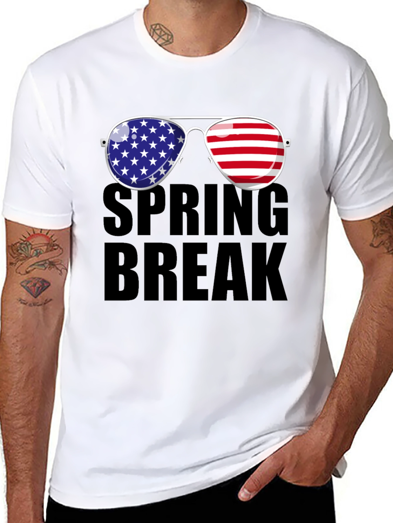 Spring Break American Flag Sunglasses T-Shirt