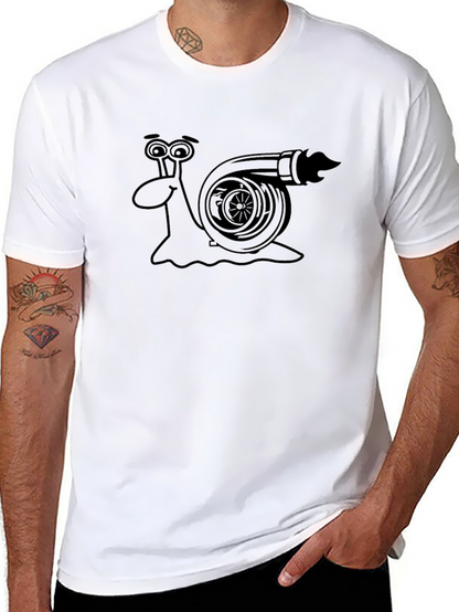 Turbo Snail Funny Graphic Tee - Black Cotton T-Shirt