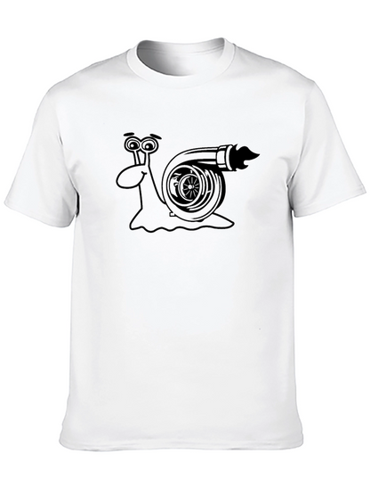 Turbo Snail Funny Graphic Tee - Black Cotton T-Shirt