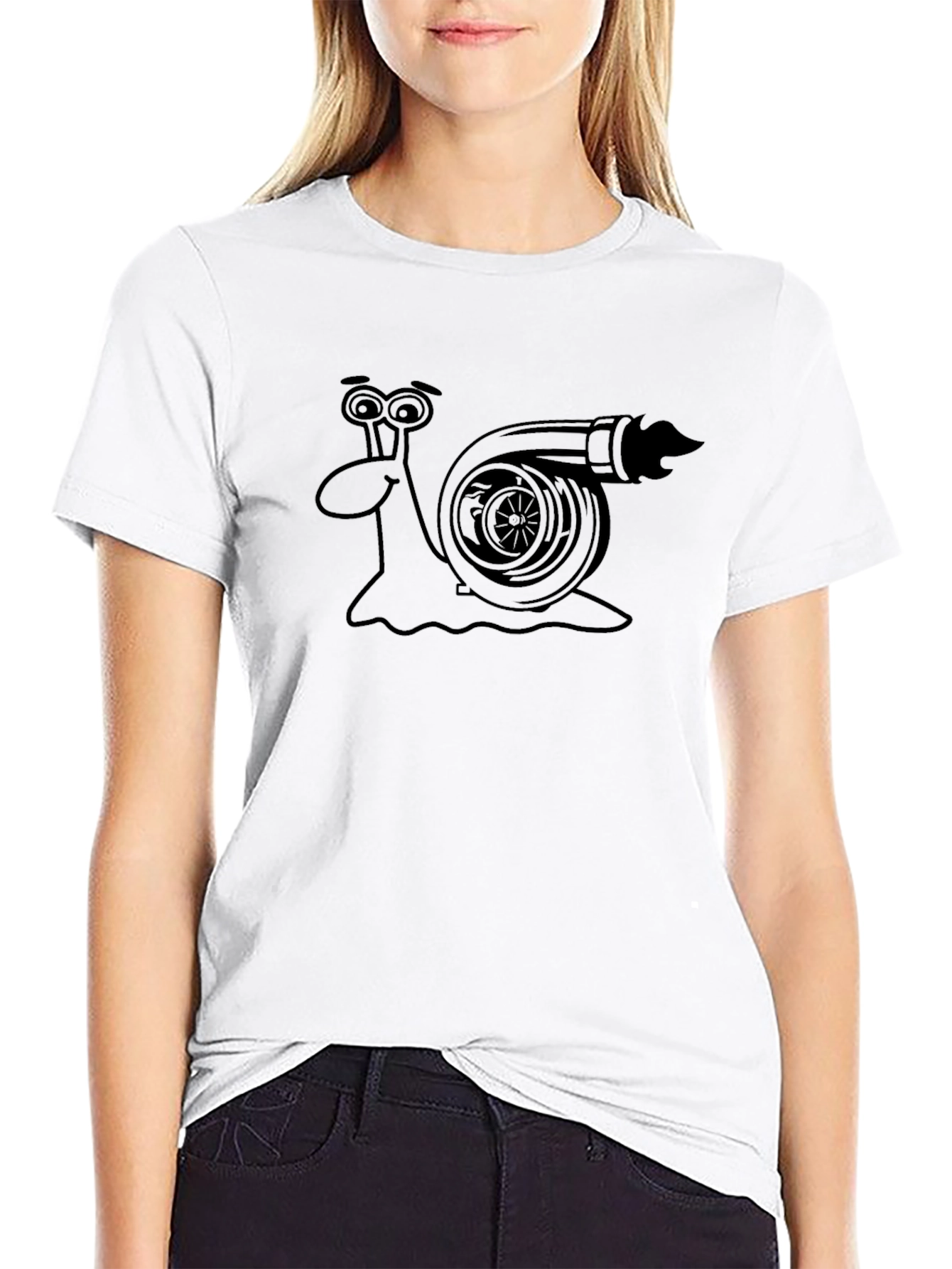Turbo Snail Funny Graphic Tee - Black Cotton T-Shirt