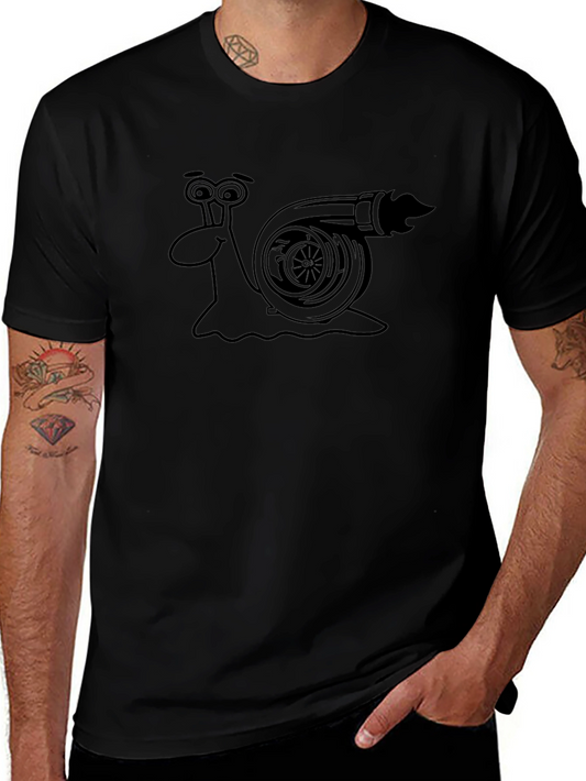 Turbo Snail Funny Graphic Tee - Black Cotton T-Shirt