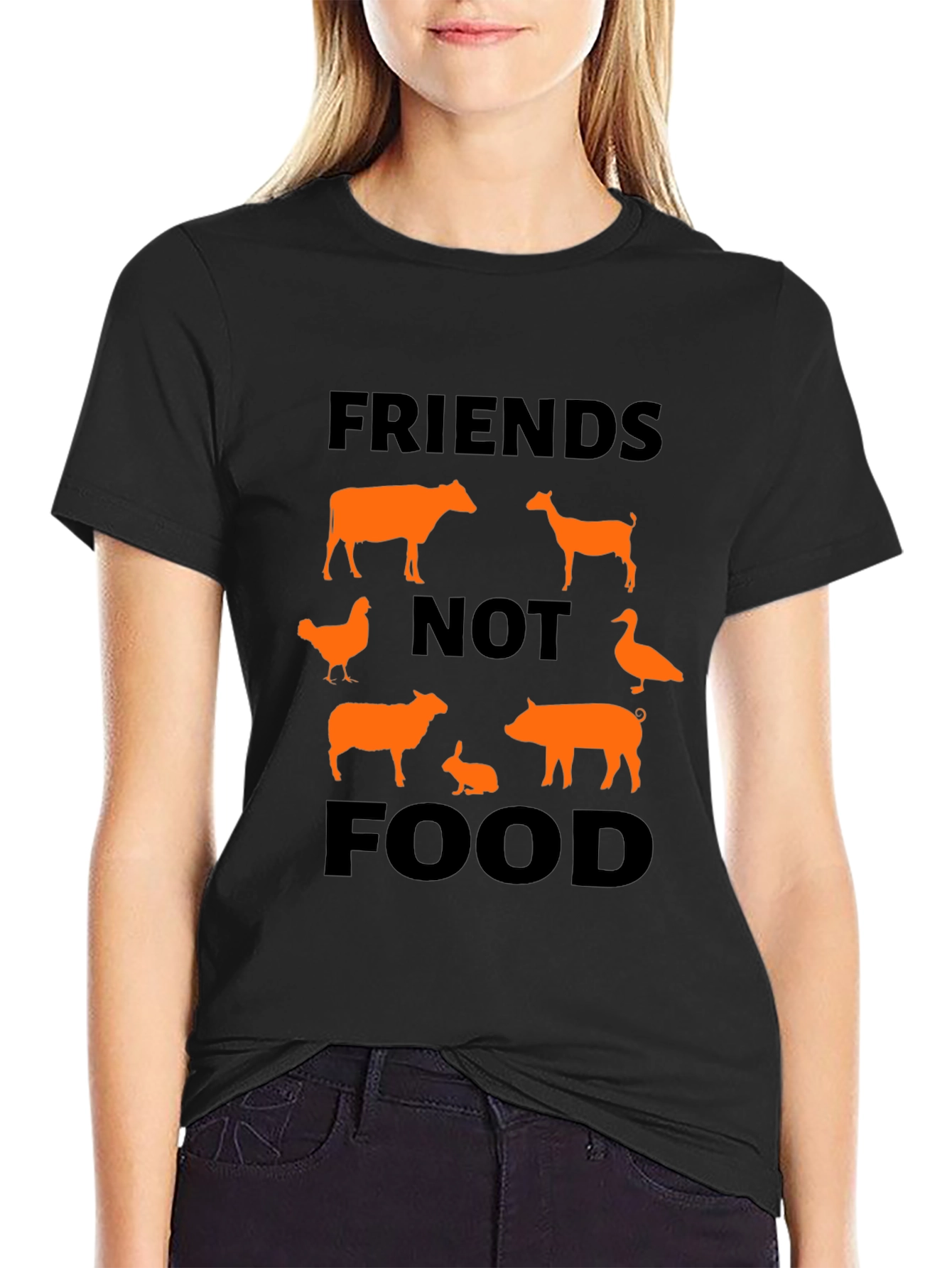 Vegan Friends Not Food Graphic T-Shirt
