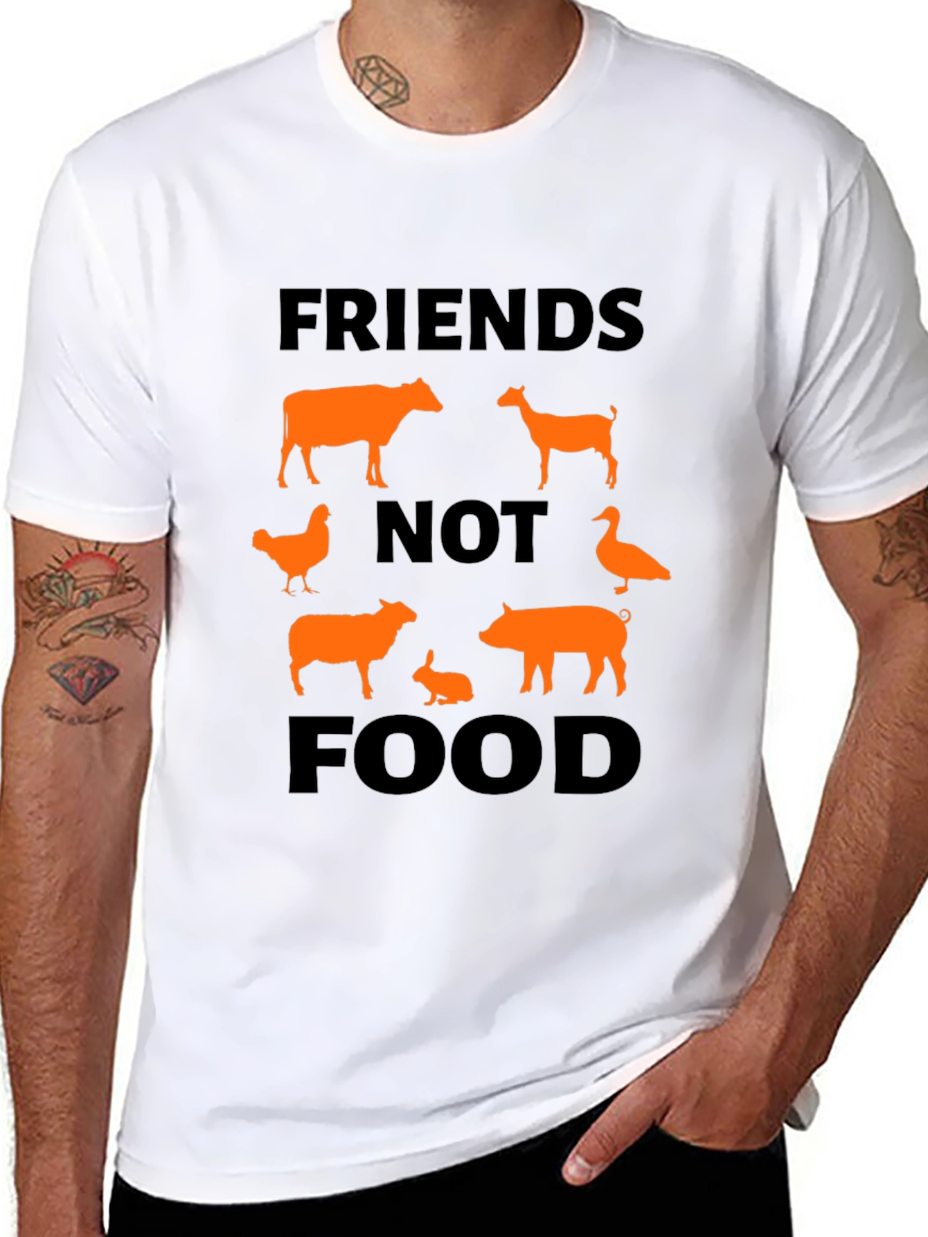 Vegan Friends Not Food Graphic T-Shirt