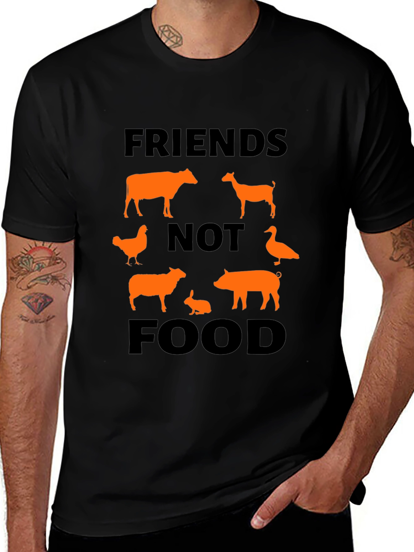 Vegan Friends Not Food Graphic T-Shirt