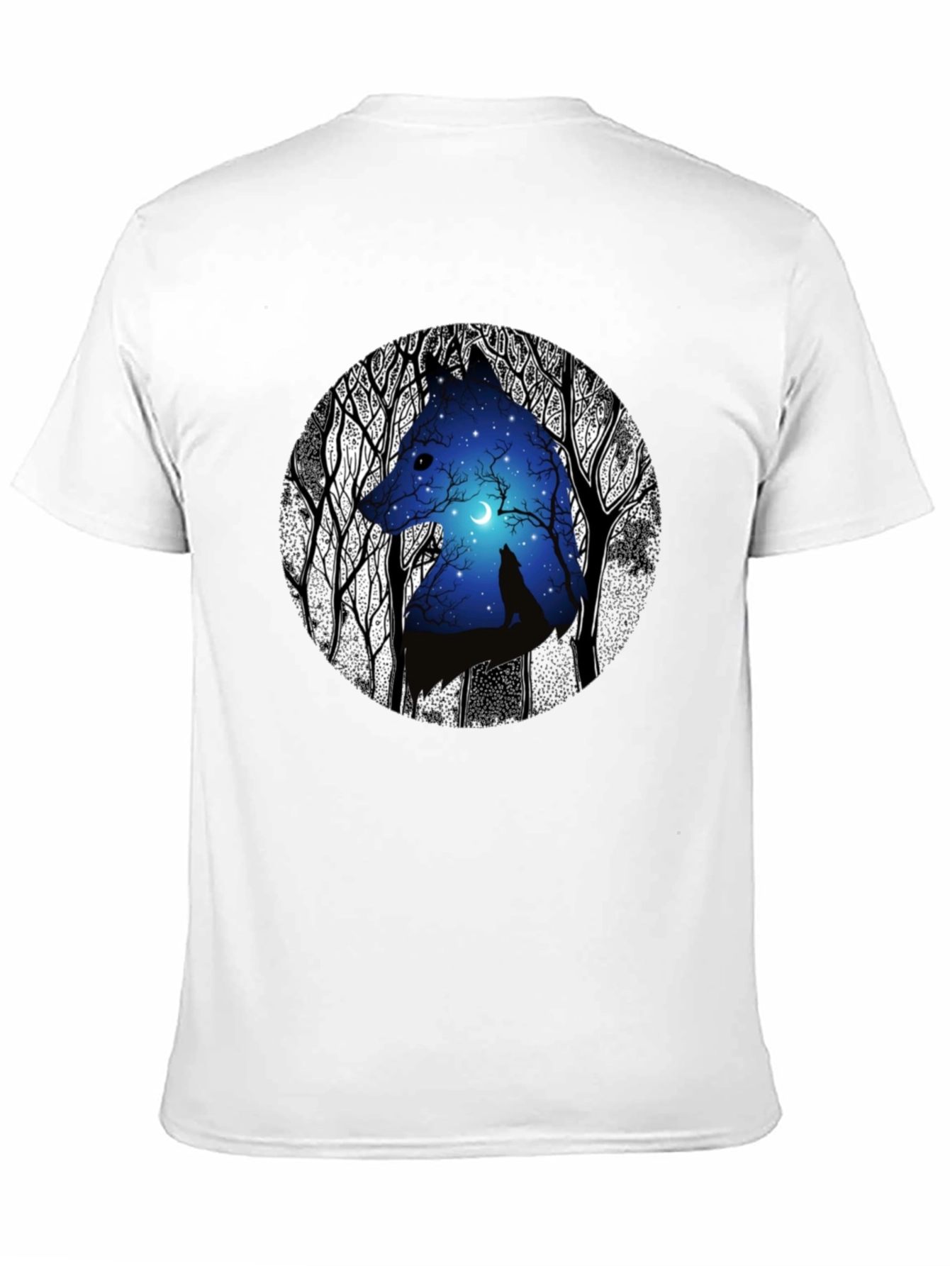 Wolf Silhouette Graphic Print Black T-Shirt