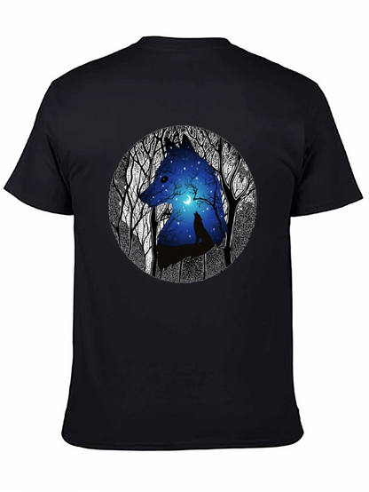 Wolf Silhouette Graphic Print Black T-Shirt