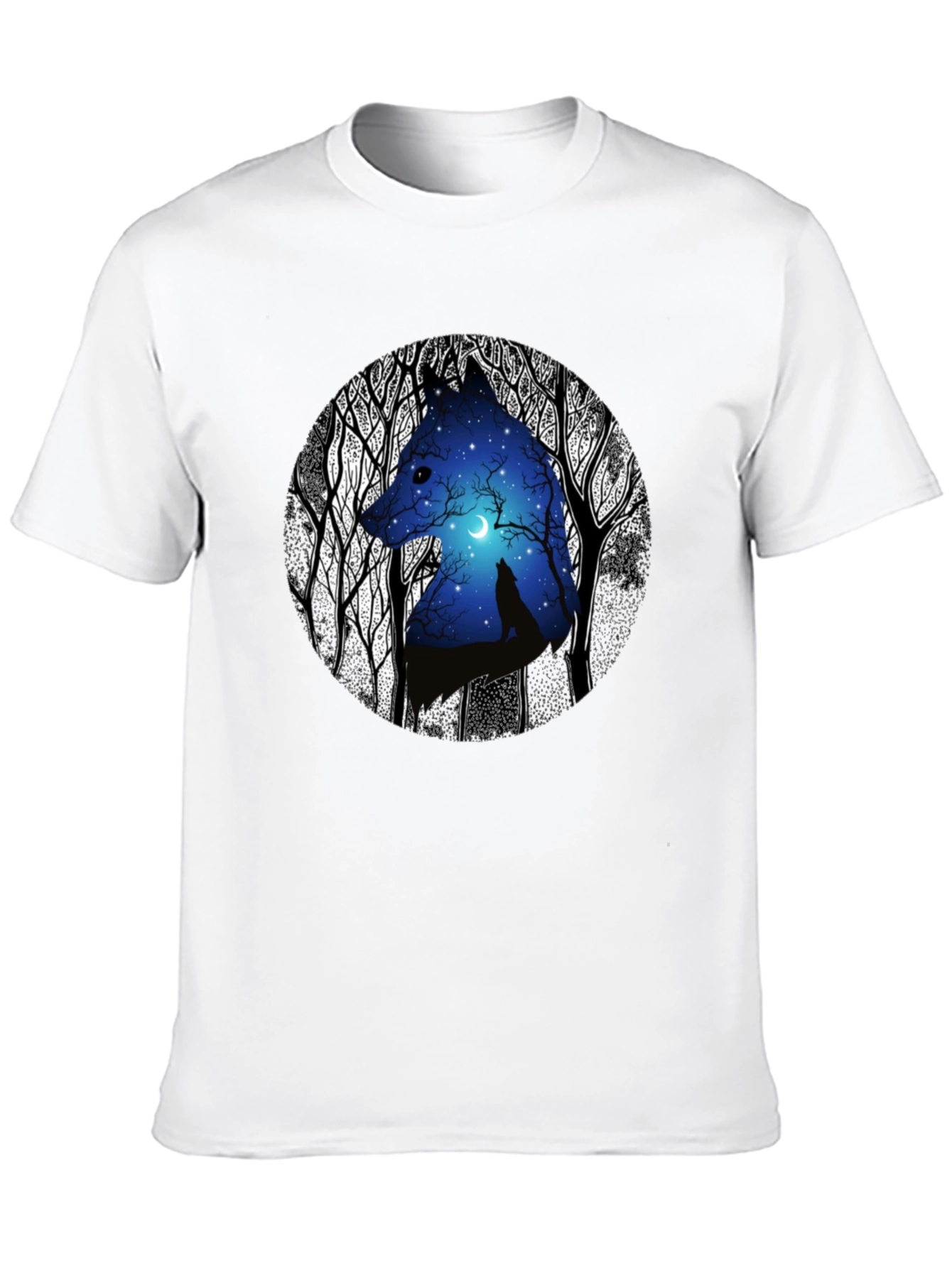 Wolf Silhouette Graphic Print Black T-Shirt
