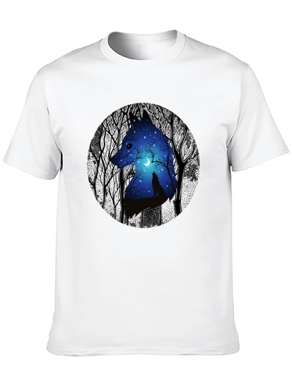 Wolf Silhouette Graphic Print Black T-Shirt