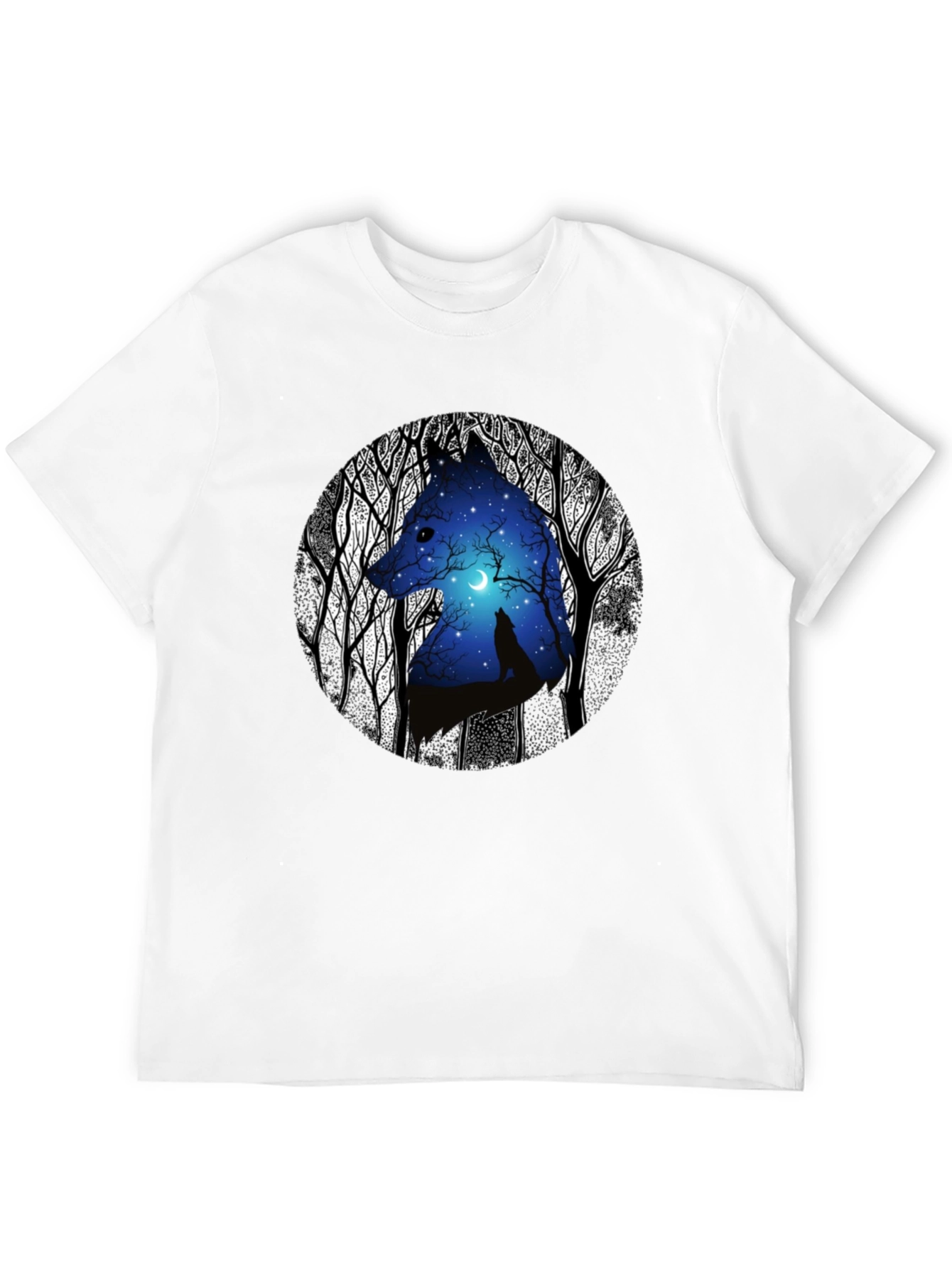Wolf Silhouette Graphic Print Black T-Shirt