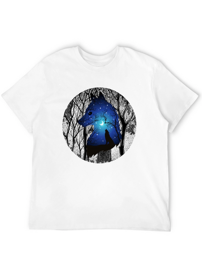 Wolf Silhouette Graphic Print Black T-Shirt