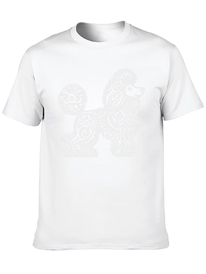 Tribal Poodle Graphic Tee - Stylish Black T-Shirt