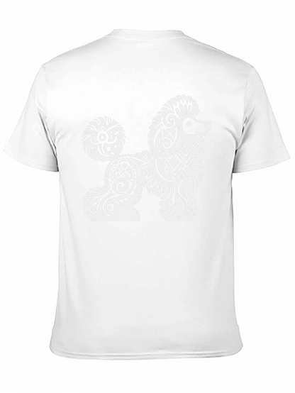 Tribal Poodle Graphic Tee - Stylish Black T-Shirt