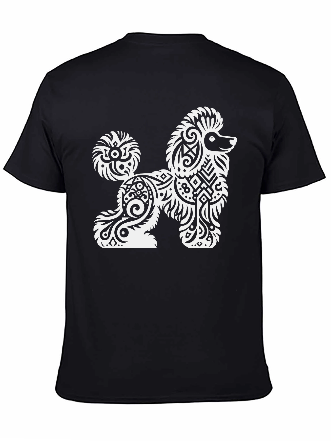 Tribal Poodle Graphic Tee - Stylish Black T-Shirt