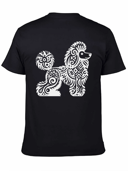 Tribal Poodle Graphic Tee - Stylish Black T-Shirt