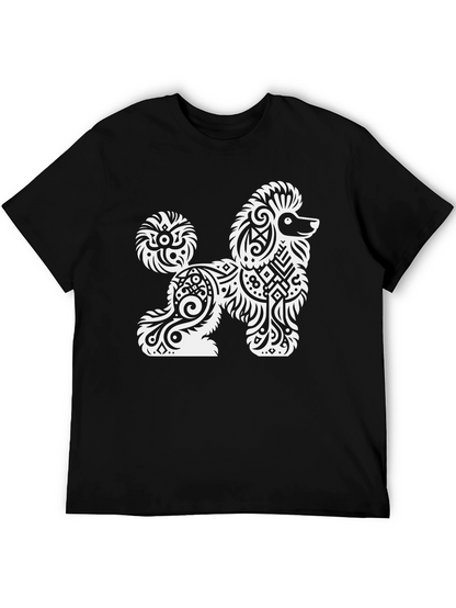 Tribal Poodle Graphic Tee - Stylish Black T-Shirt
