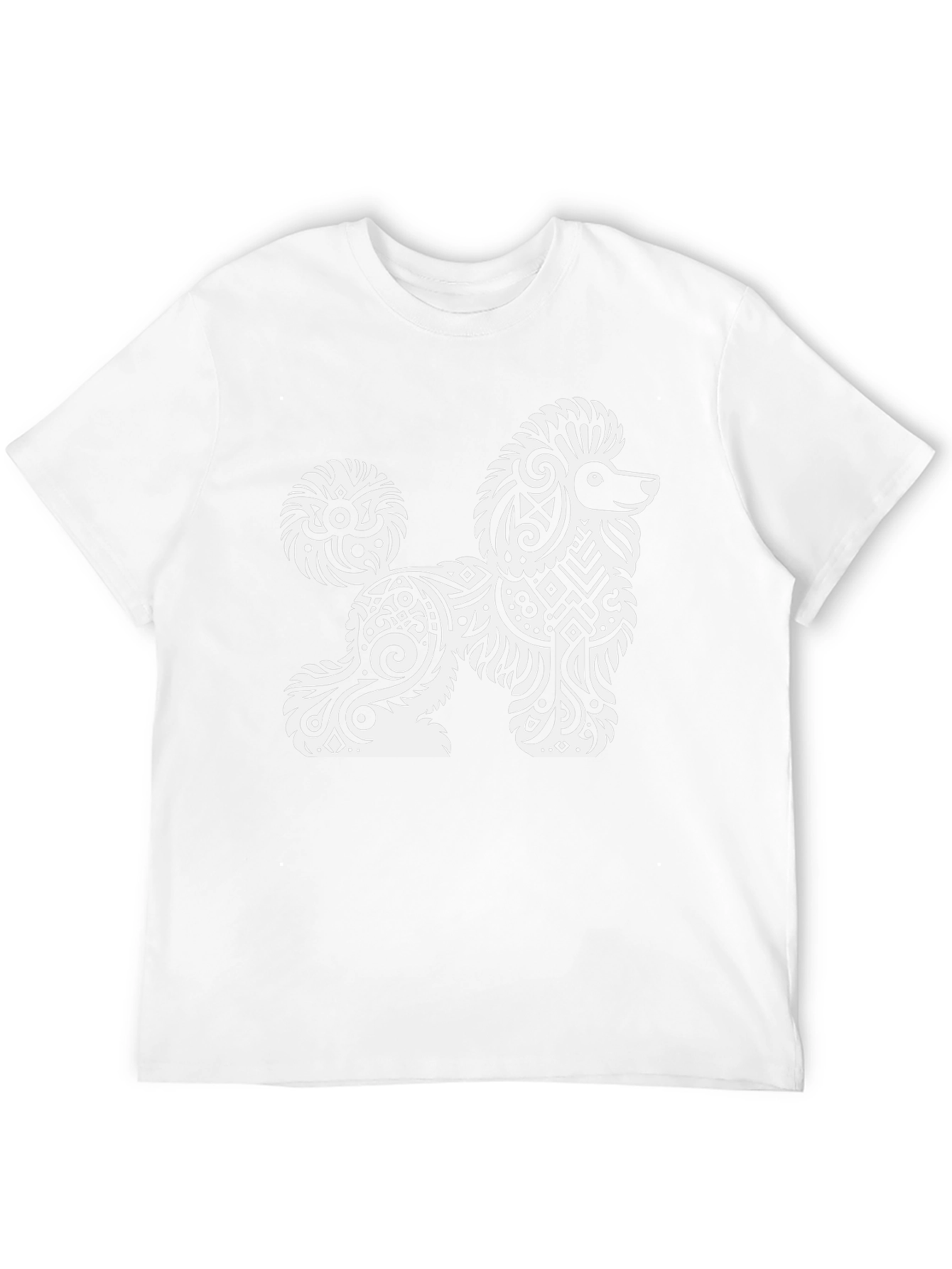 Tribal Poodle Graphic Tee - Stylish Black T-Shirt