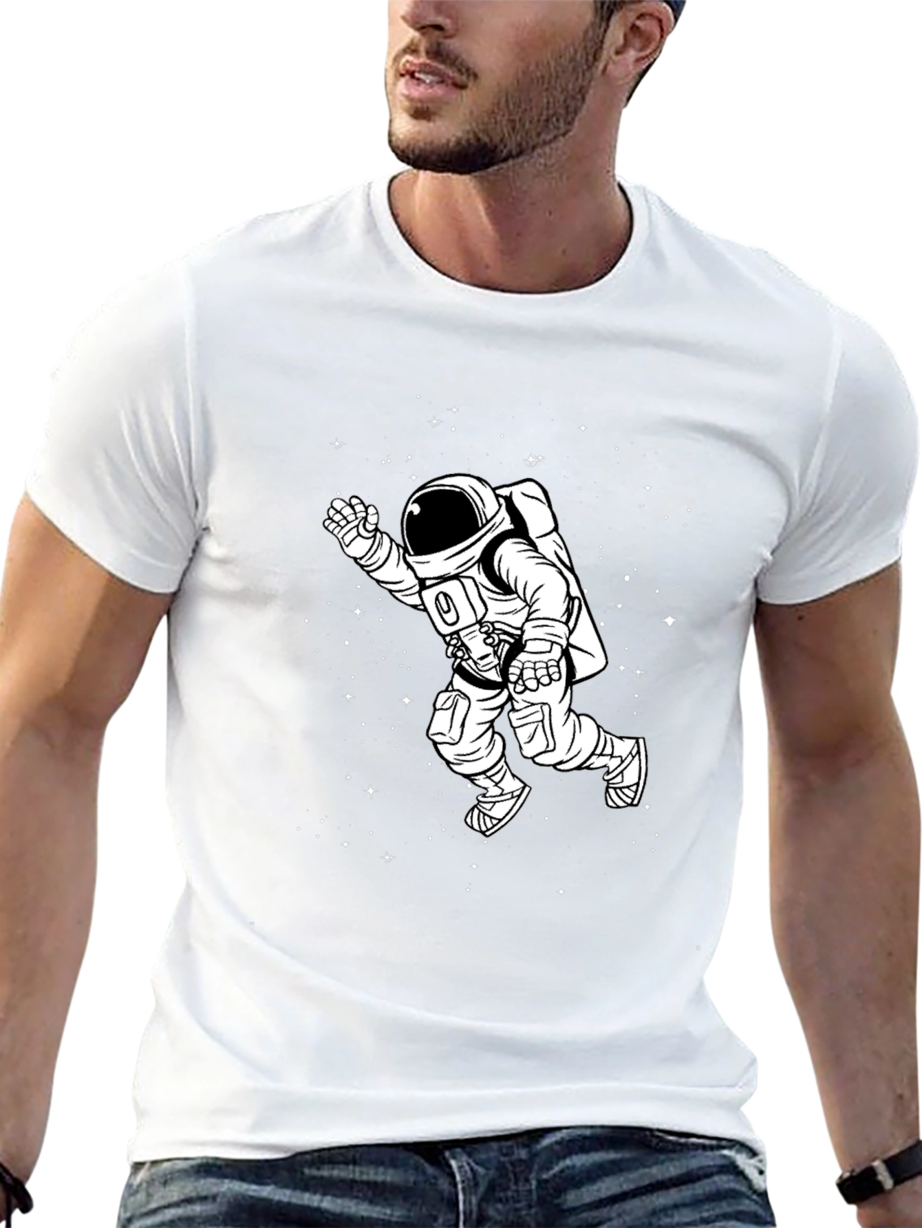 Astronaut Space T-Shirt - Black Cotton Tee