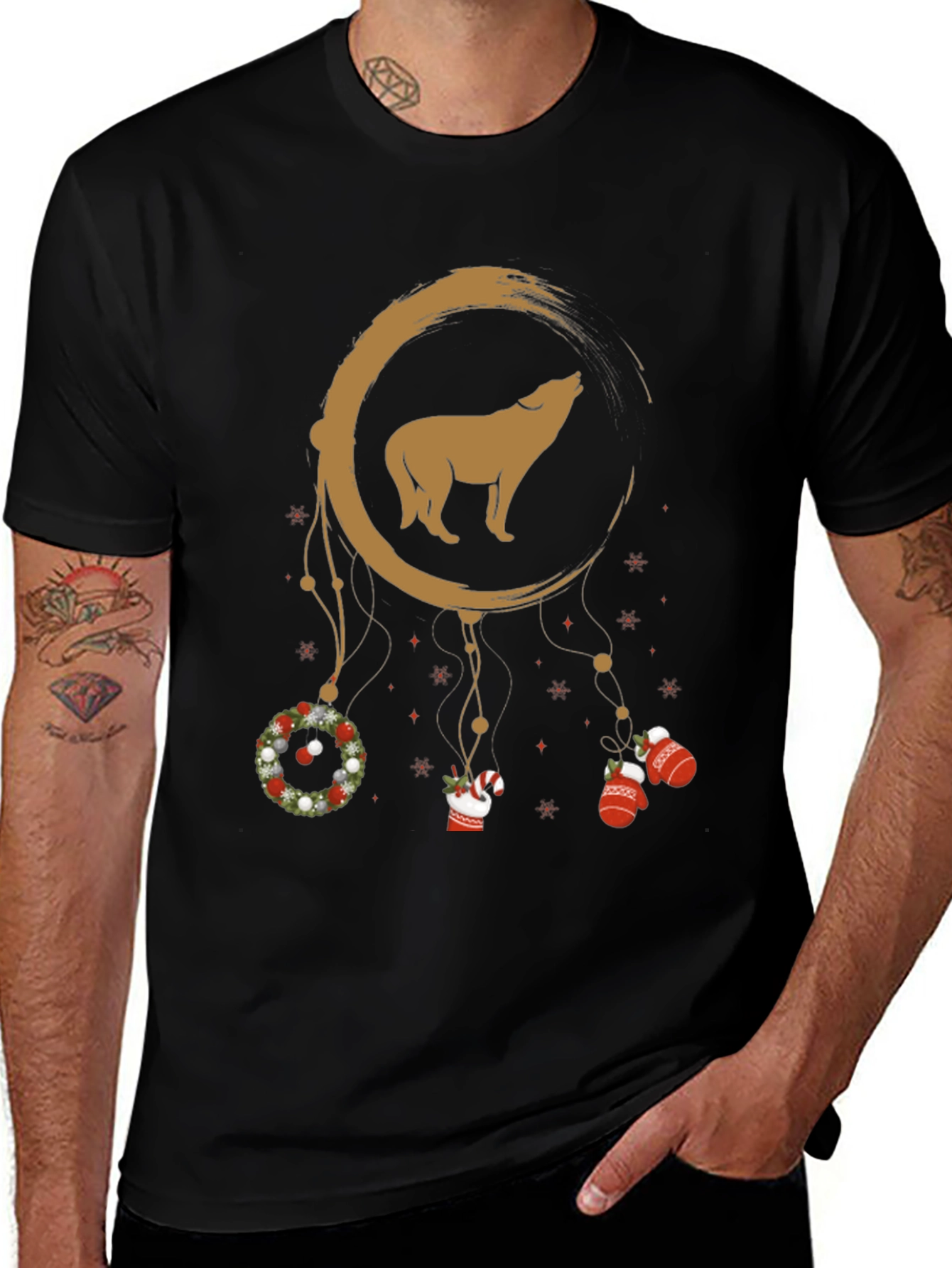 Wolf Christmas Dream Catcher Tee