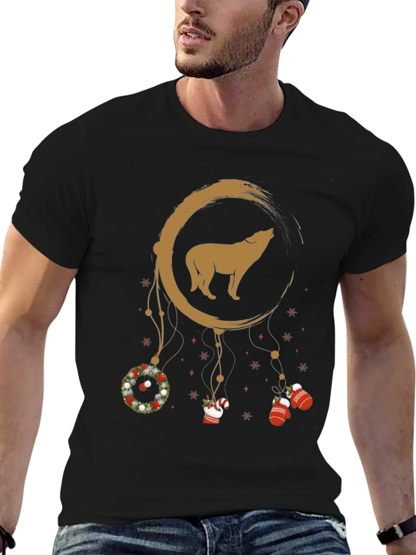 Wolf Christmas Dream Catcher Tee