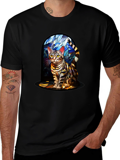Stained Glass Bengal Cat T-Shirt
