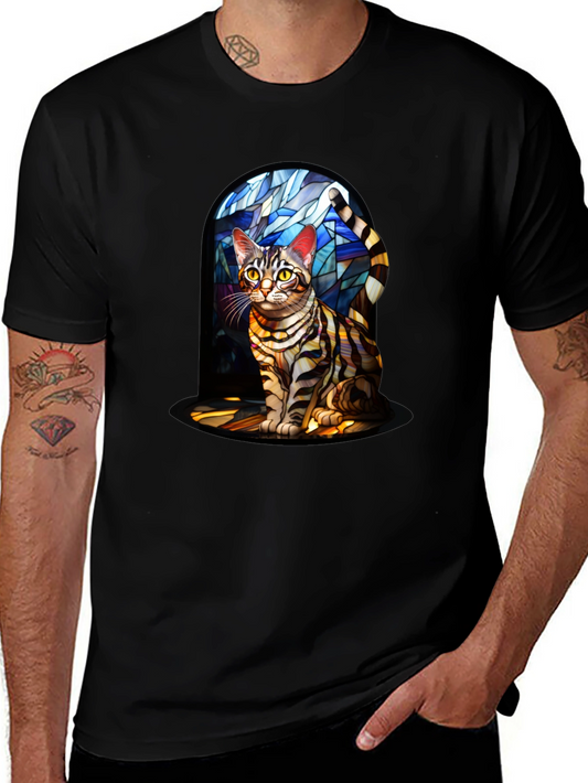 Stained Glass Bengal Cat T-Shirt