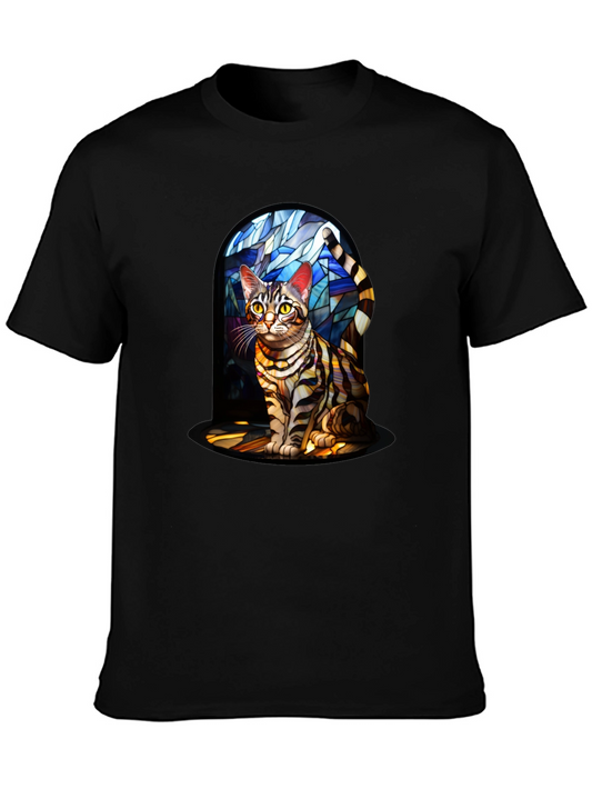 Stained Glass Bengal Cat T-Shirt