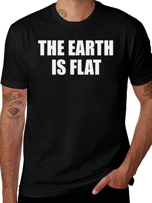 The Earth is Flat Slogan Tee - Black Cotton Blend