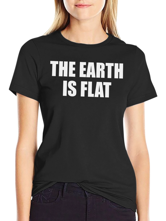 The Earth is Flat Slogan Tee - Black Cotton Blend