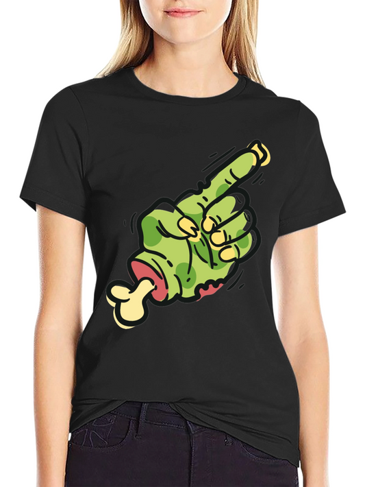 Zombie Finger Graphic Tee - Pointing Horror T-Shirt
