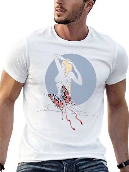 Abstract Graphic Tee: Dark Silhouette Butterfly