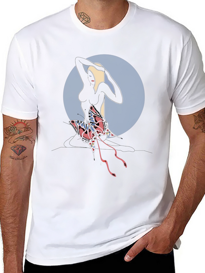 Abstract Graphic Tee: Dark Silhouette Butterfly