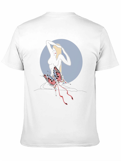 Abstract Graphic Tee: Dark Silhouette Butterfly