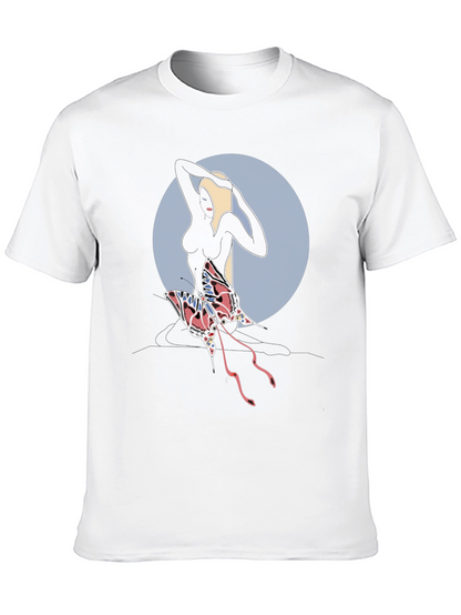 Abstract Graphic Tee: Dark Silhouette Butterfly