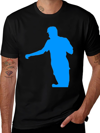 Blue Man Silhouette Black T-Shirt
