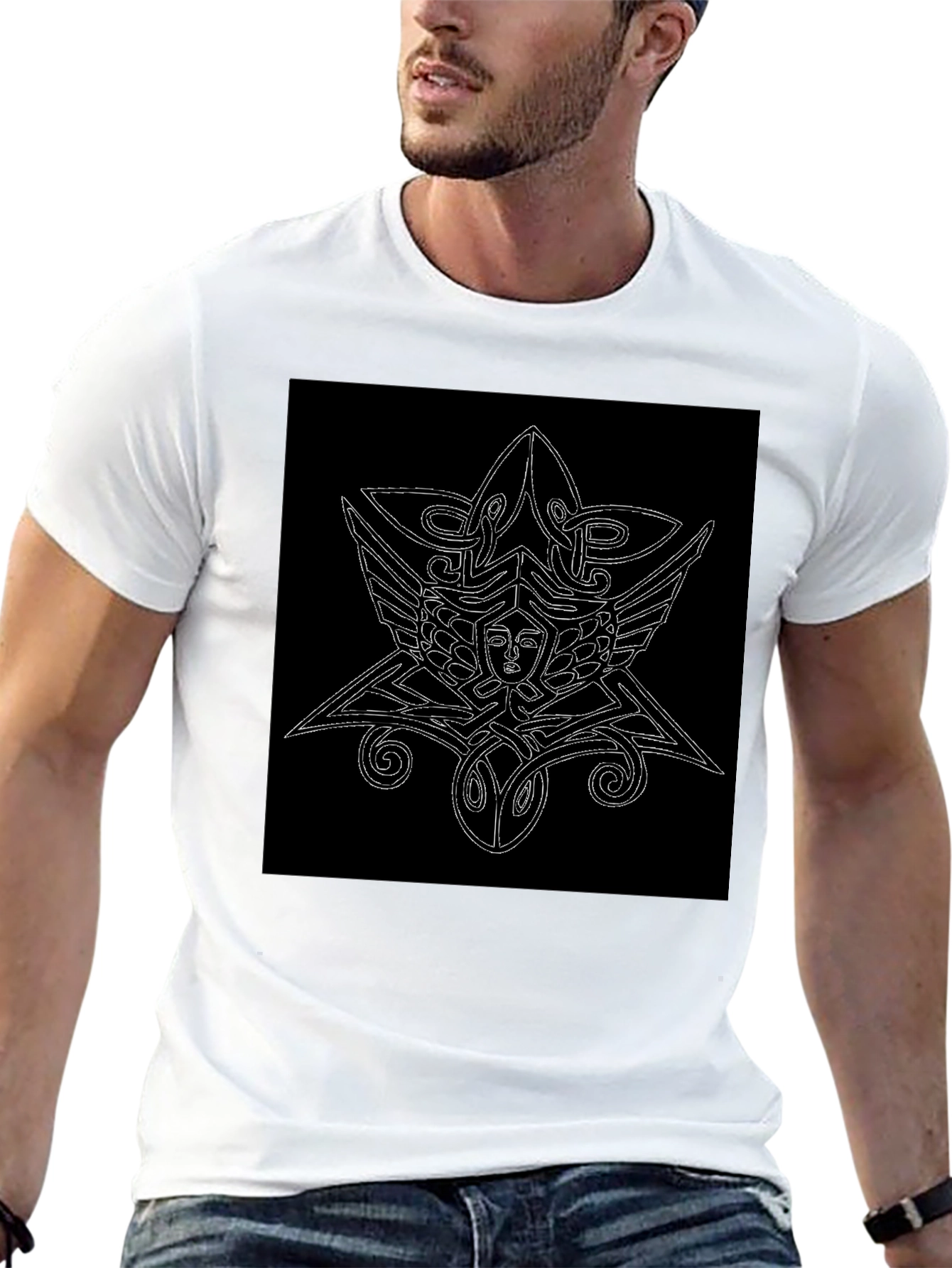 Unique Black T-Shirt with Abstract Graphic Print