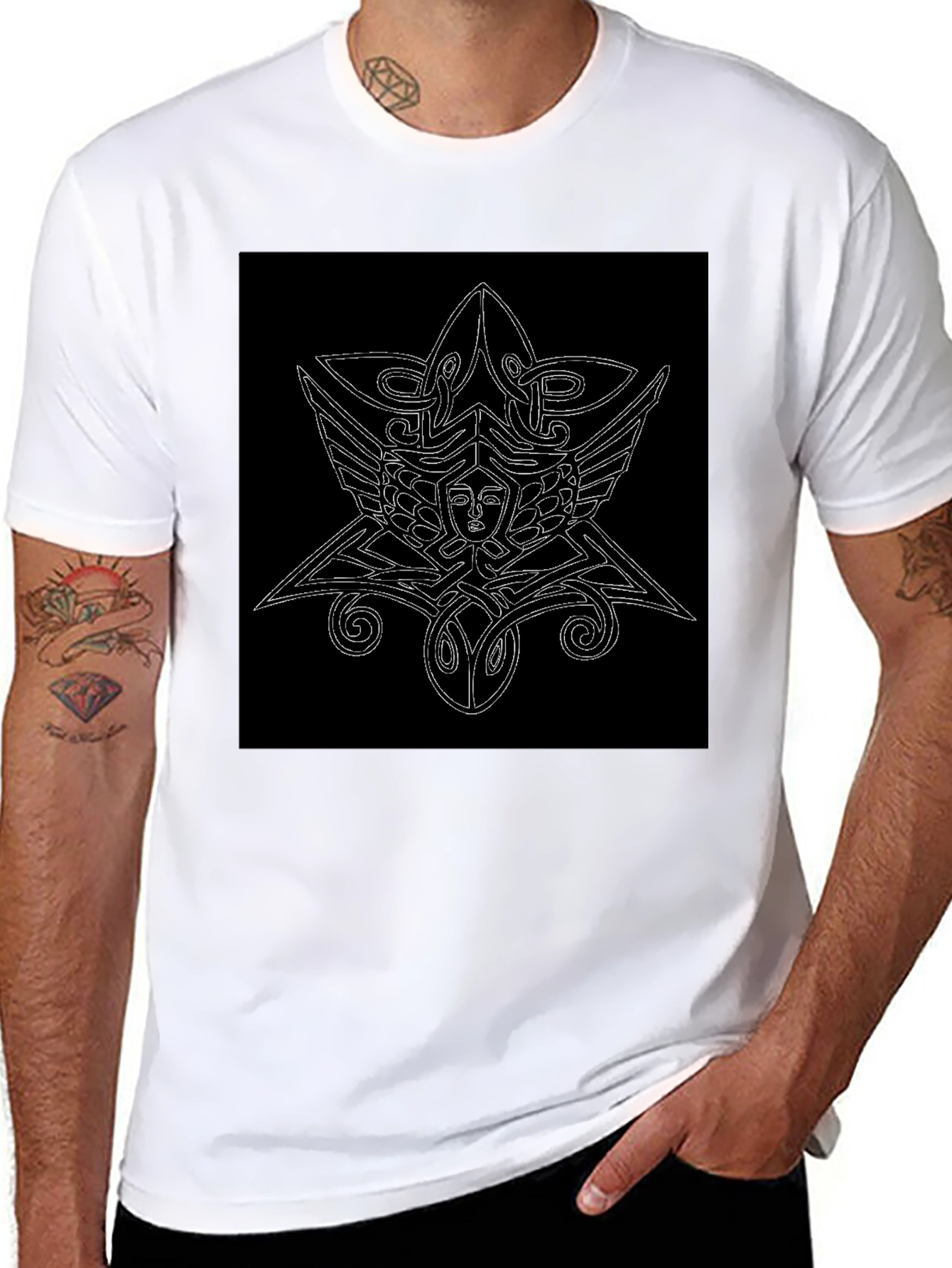 Unique Black T-Shirt with Abstract Graphic Print