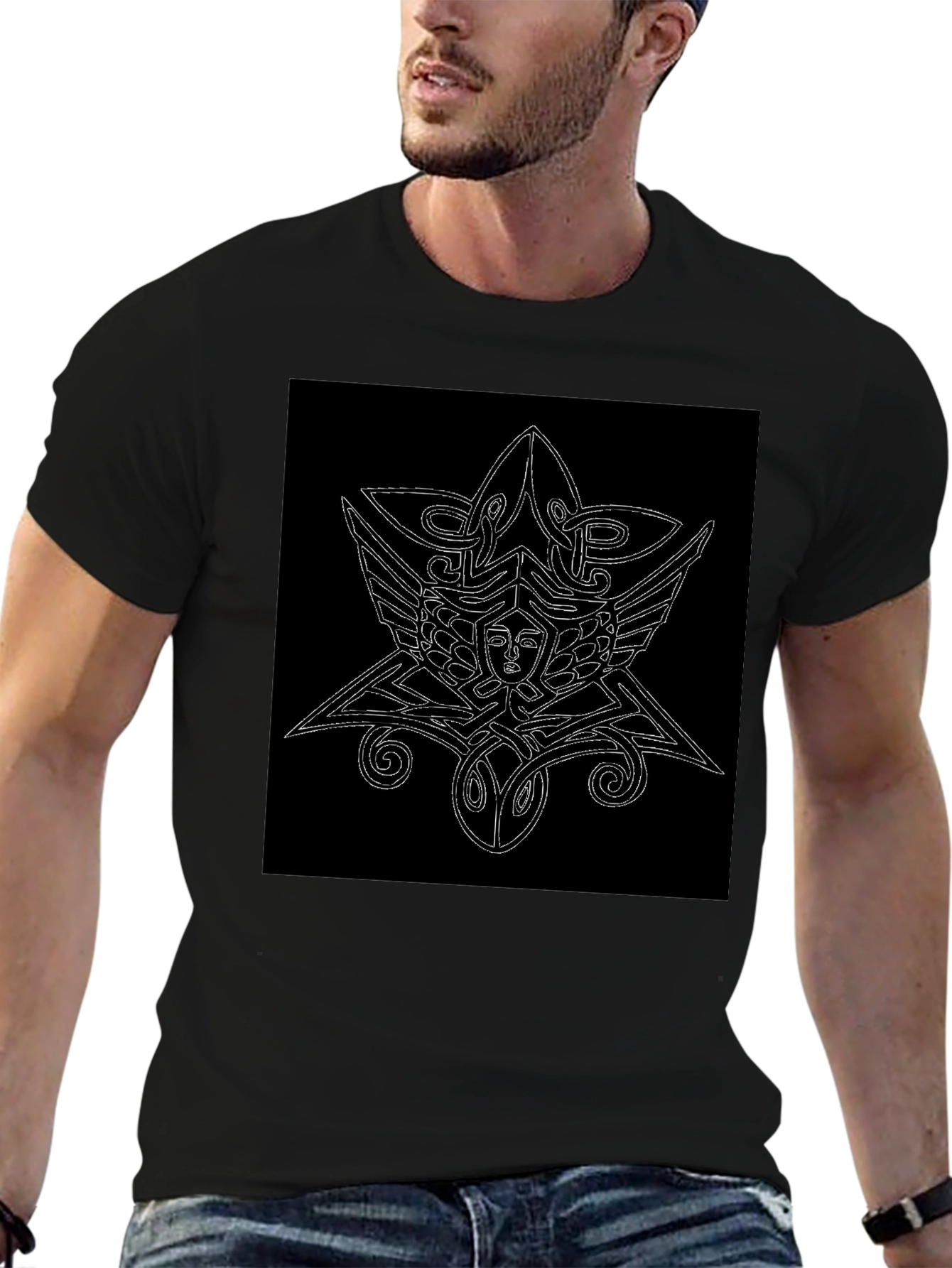 Unique Black T-Shirt with Abstract Graphic Print