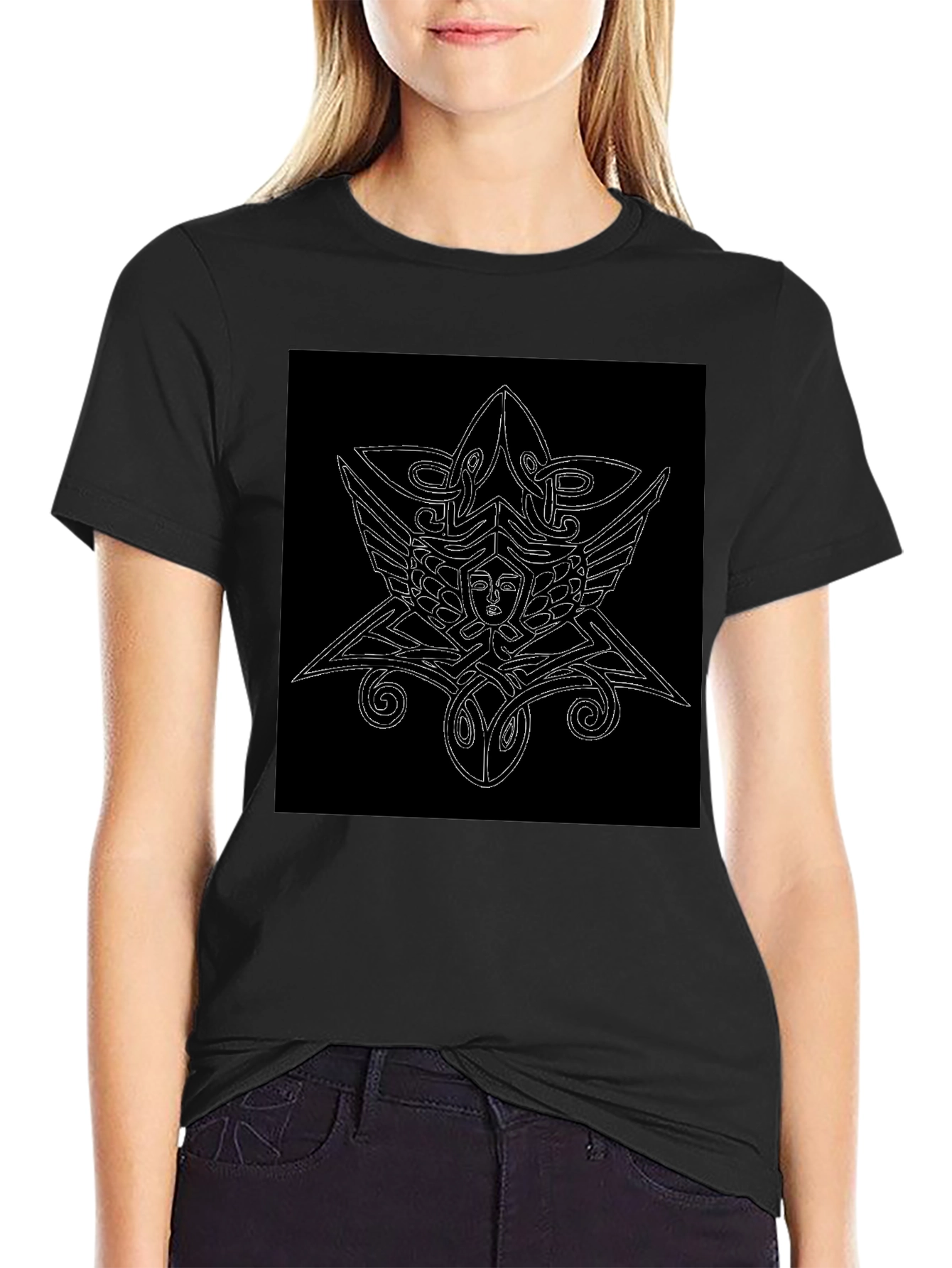 Unique Black T-Shirt with Abstract Graphic Print