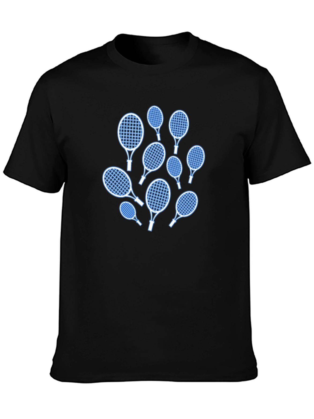 Tennis Racket Pattern Black T-Shirt