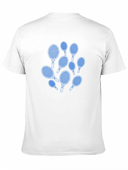 Tennis Racket Pattern Black T-Shirt