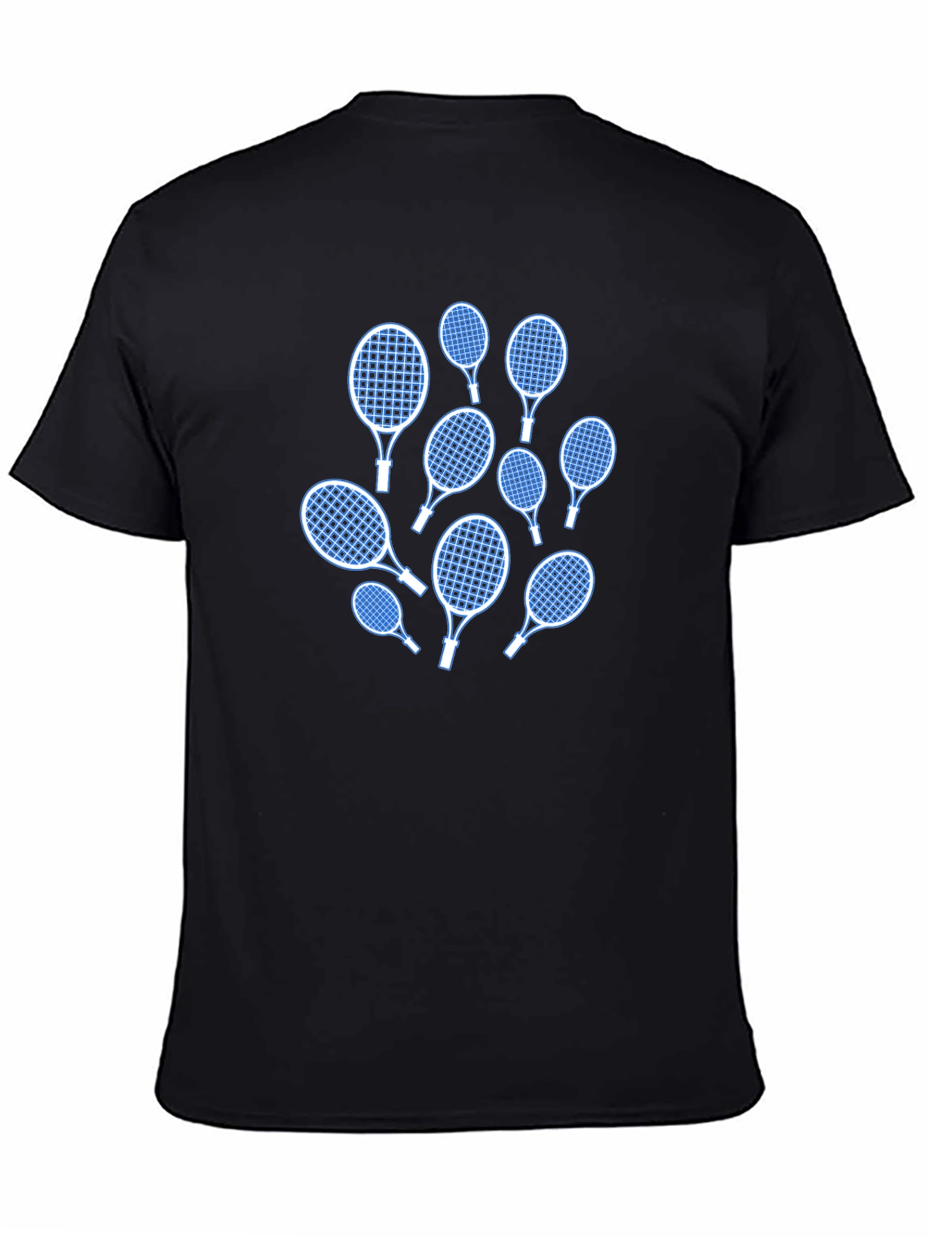 Tennis Racket Pattern Black T-Shirt