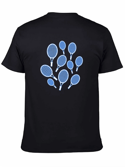 Tennis Racket Pattern Black T-Shirt