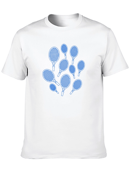 Tennis Racket Pattern Black T-Shirt