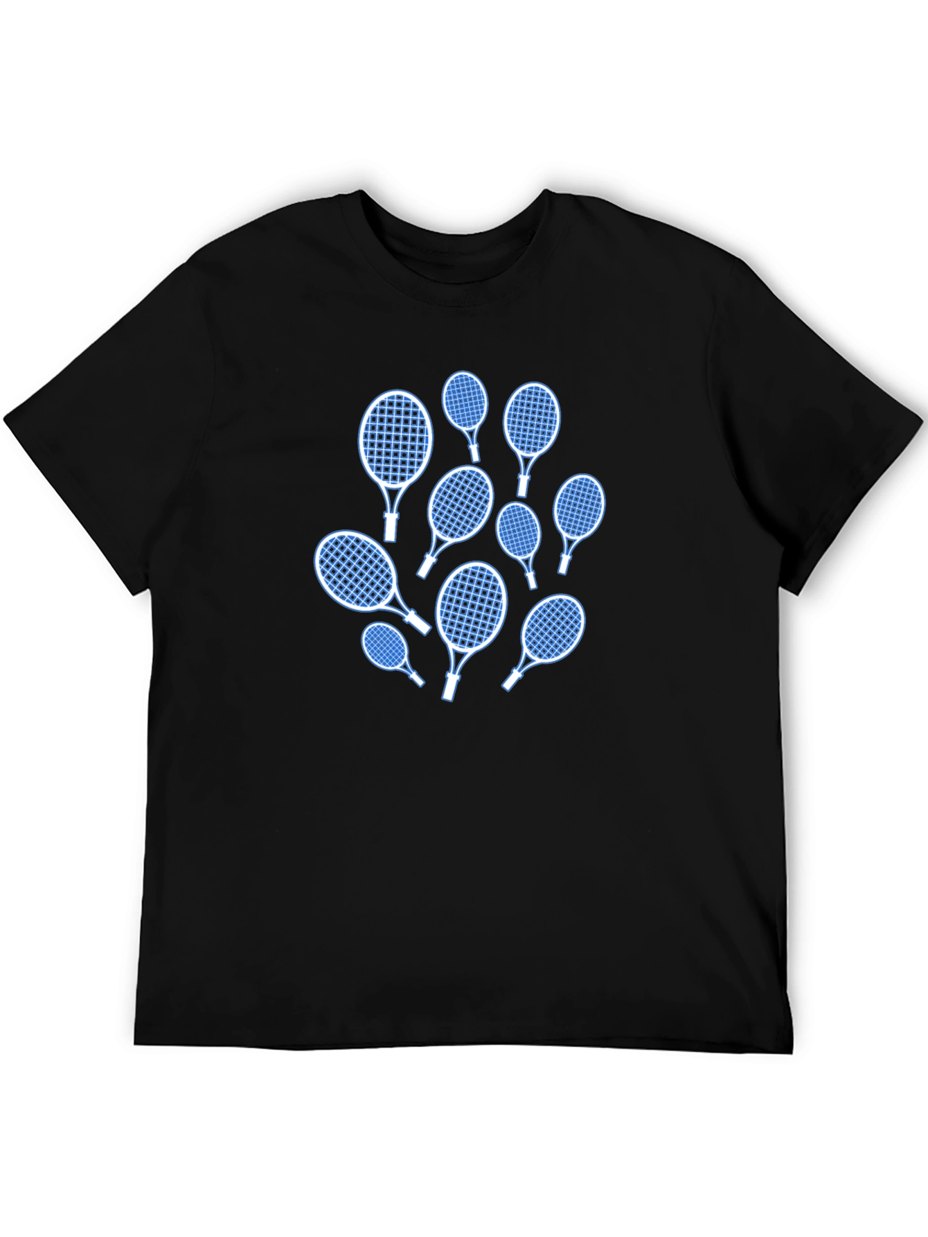 Tennis Racket Pattern Black T-Shirt