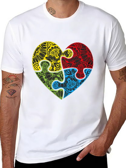 Autism Awareness Heart Puzzle Graphic T-Shirt